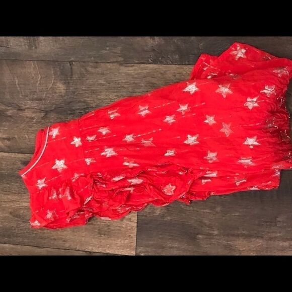 Cat & Jack Large 10/12 Red Dress Silver Summer - Picture 8 of 9
